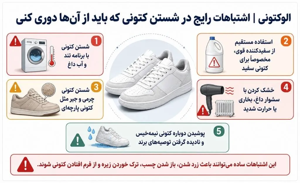 اشتباهات رایج در شستن کتونی