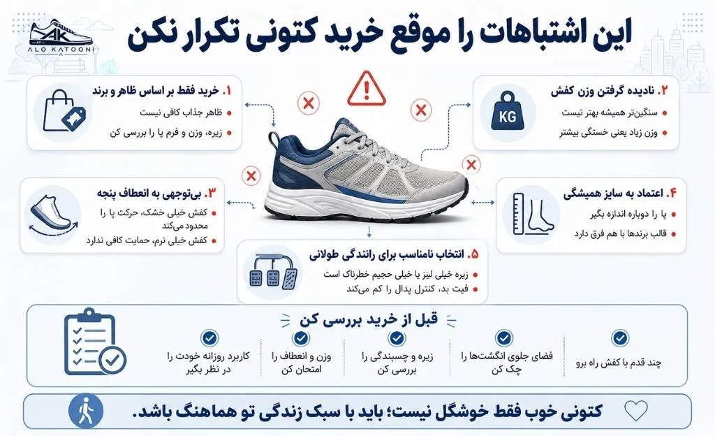 اشتباهات رایج در خرید کتونی پیاده روی
