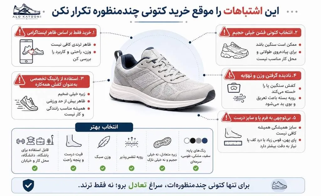 اشتباهات رایج در خرید کتونی چند کاربره