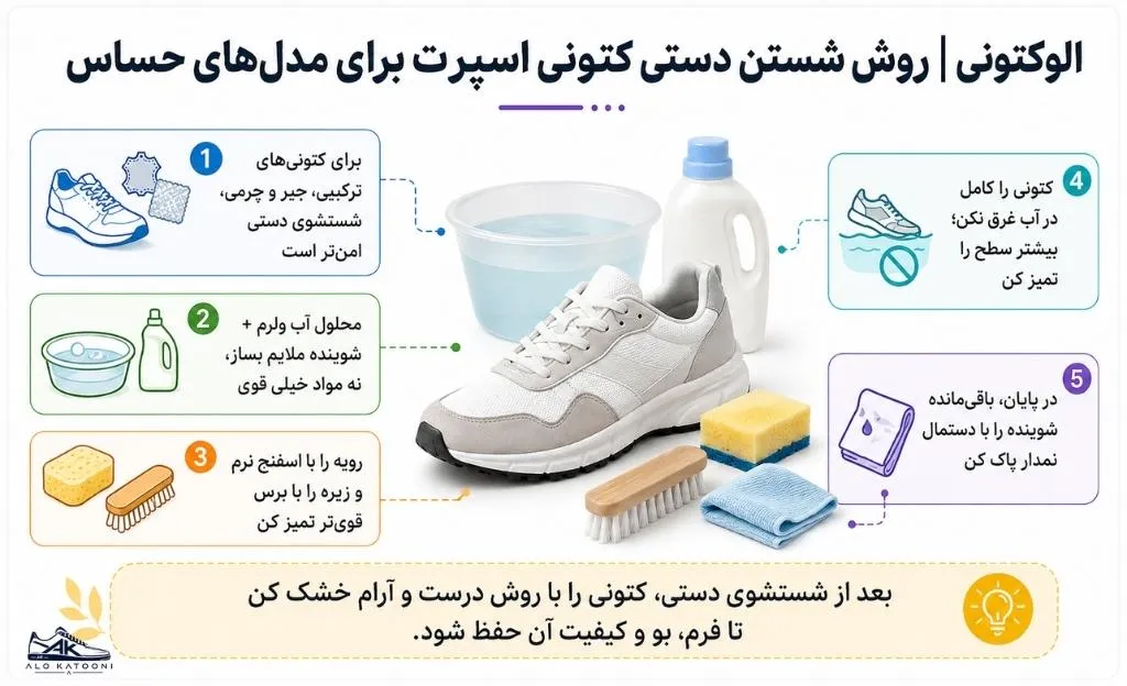 روش شستن دستی کتونی