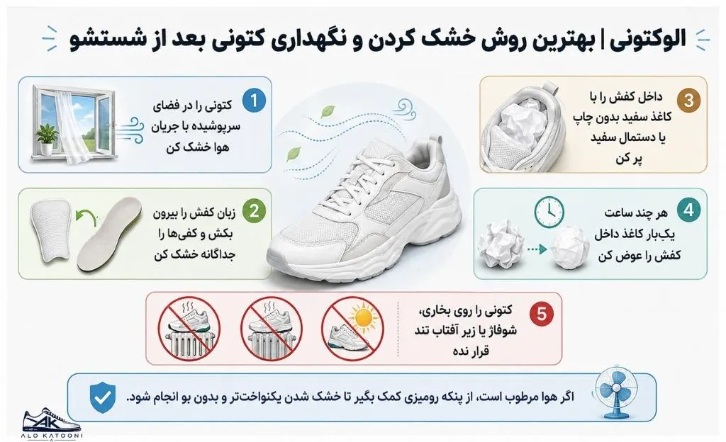 بهترین روش خشک کردن کتونی